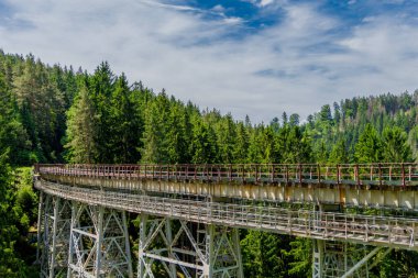 Ziegenrueck yakınlarındaki Thüringen Denizi 'ndeki Hohenwarte Barajı' nda yürüyüş.
