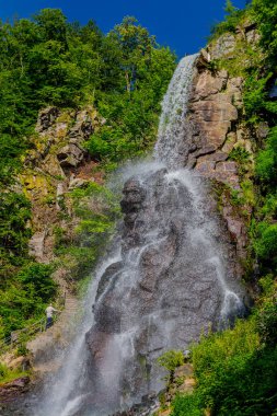 Thüringen 'de Trusetal yakınlarındaki şelalenin etrafında yürü