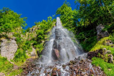Thüringen 'de Trusetal yakınlarındaki şelalenin etrafında yürü
