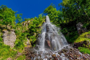 Thüringen 'de Trusetal yakınlarındaki şelalenin etrafında yürü