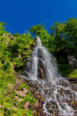Thüringen 'de Trusetal yakınlarındaki şelalenin etrafında yürü