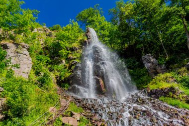 Thüringen 'de Trusetal yakınlarındaki şelalenin etrafında yürü