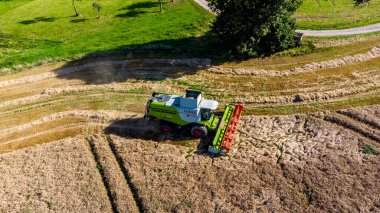 Schmalkalden yakınlarında yaz sonu tahıl hasadı - Thüringen - Almanya