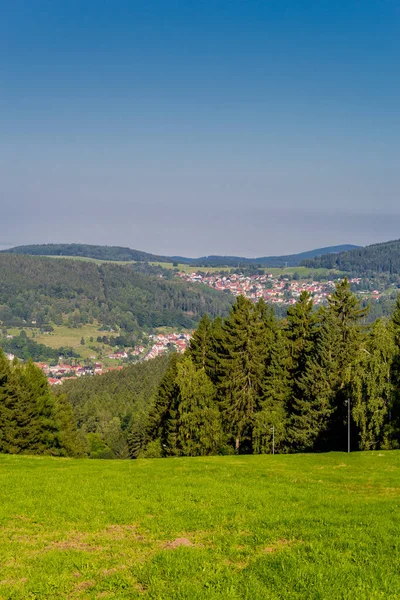 Bela Caminhada Final Verão Pela Floresta Turíngia Steinbach Hallenberg Alemanha — Fotografia de Stock
