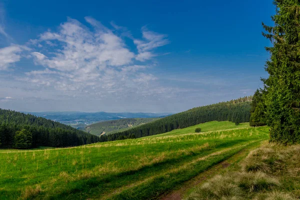 Late Zomerwandeling Langs Rennsteig Mooiste Zonneschijn Duitsland — Stockfoto