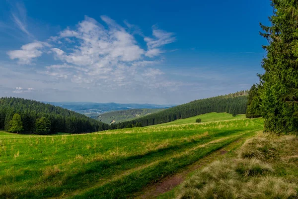 Late Zomerwandeling Langs Rennsteig Mooiste Zonneschijn Duitsland — Stockfoto