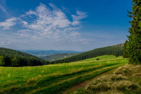 Late Zomerwandeling Langs Rennsteig Mooiste Zonneschijn Duitsland — Stockfoto