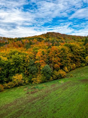 Thüringen Ormanı 'nın güneybatısında, Schmalkalden Thüringen Almanya' sında sonbahara doğru küçük güzel bir yürüyüş.