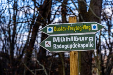 Thüringen Havzası Thüringen Almanya 'sındaki Drei Gleichen kalelerinin etrafında kısa bir yürüyüş.