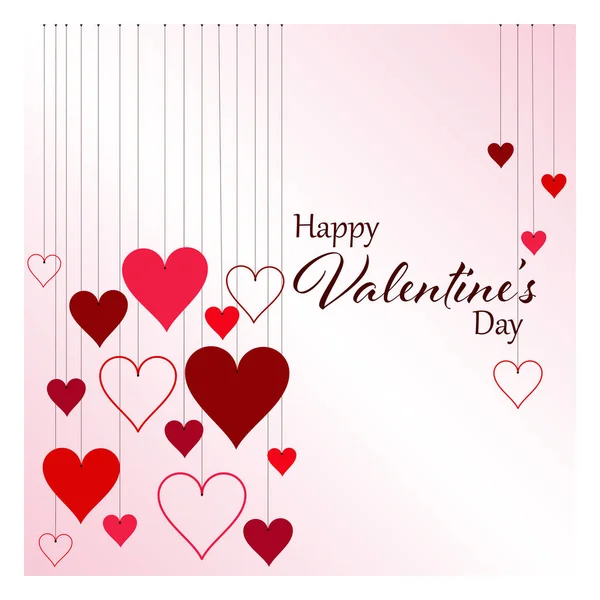 Tarjeta de felicitación de San Valentín. elegante colgante corazones fondo para el día de San Valentín. vector de ilustración. — Vector de stock