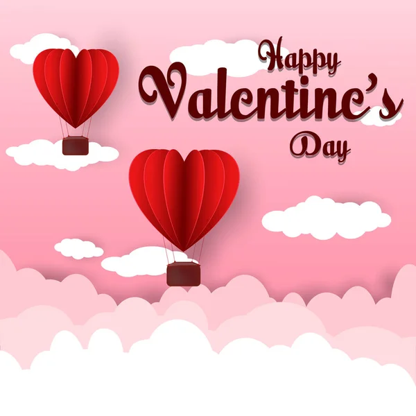 Valentijnsdag concept achtergrond. Vector illustratie. 3d rood en roze papieren hartjes met wit vierkant frame. Leuke liefde verkoop banner of wenskaart — Stockvector