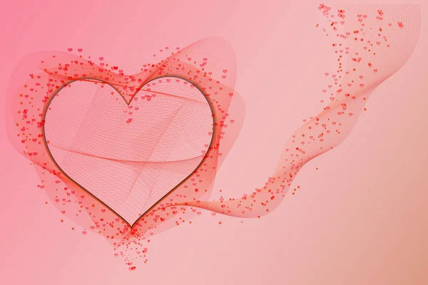 Corazón gradiente humo línea ondulada romántico vector fondo, rojo, rosa precioso San Valentín Fondo del día. — Vector de stock