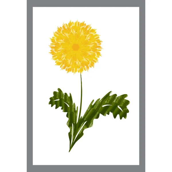 Vektor kézzel rajzolt akvarell sárga kör alakú virágkoszorú virágzó tavaszi virágok, zöld levelek fehér elszigetelt háttér. — Stock Vector