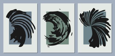 Yaratıcı minimalist el yapımı, suluboya lekeli ve el çizimi karalama çemberli soyut sanat arkaplanı. Duvar dekorasyonu, kartpostal, poster veya broşür için tasarım