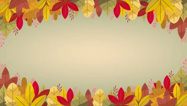 Fundo de outono com bordo dourado e folhas de carvalho. Vector papel ilustration.Vector conjunto de cartões de saudação com elementos de outono e letras. Feliz Setembro, olá Outono, apaixona-te — Vetor de Stock
