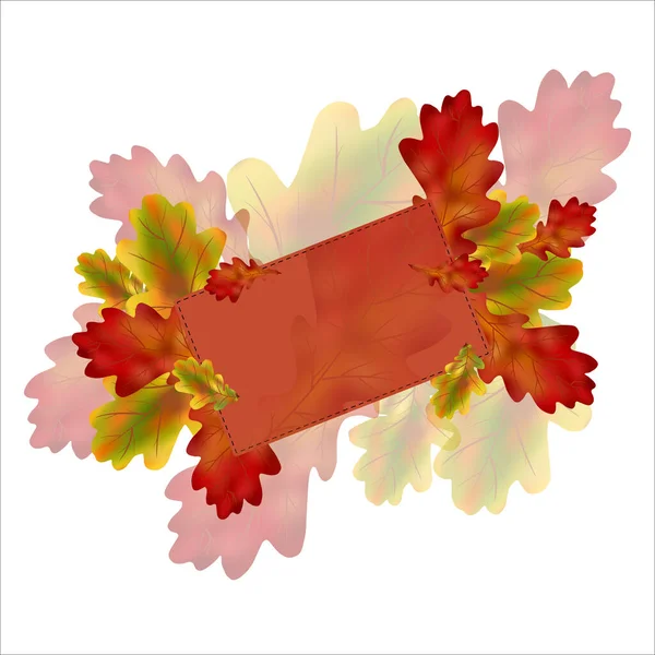 Colorful autumn vector background, cutout paper frame with border ornament of autumn leaves, vector happy greeting card or invitation design, eps10 — Stock Vector