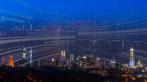 Intelligens Városi Kommunikációs Hálózati Koncepció Internet Dolgok Iot Nagy Adat — Stock Fotó