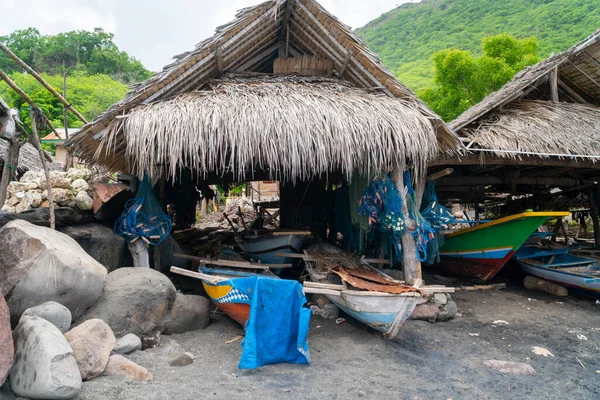 Traditionell Båt Vid Lamalera Nusa Tenggara Indonesien Lamalera Hem För — Stockfoto