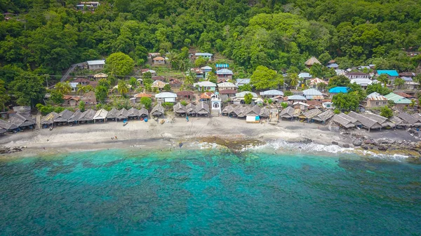 Vue Panoramique Cabane Traditionnelle Lamalera Nusa Tenggara Indonésie Lamalera Est — Photo