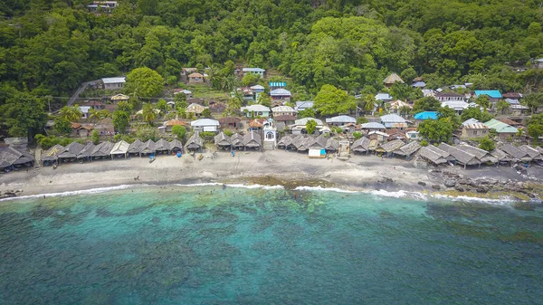 Vue Panoramique Cabane Traditionnelle Lamalera Nusa Tenggara Indonésie Lamalera Est — Photo