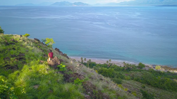 Lamalera Nusa Tenggara Indonésie Dec 2018 Dame Locale Portant Tissu — Photo