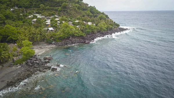 Hermosa Naturaleza Arena Azul Olas Blancas Lamalera Indonesia — Foto de Stock