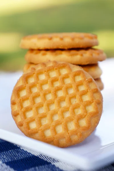 Kurabiyeler beyaz tabakta