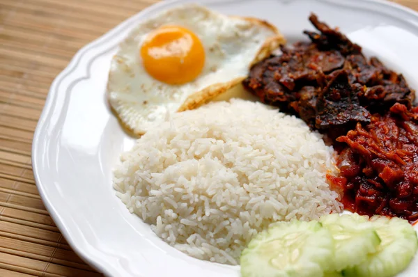 Nasi lemak (coconut rice) Stock Photo