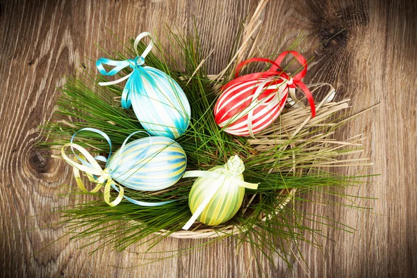 Easter eggs in basket — Stock Photo, Image