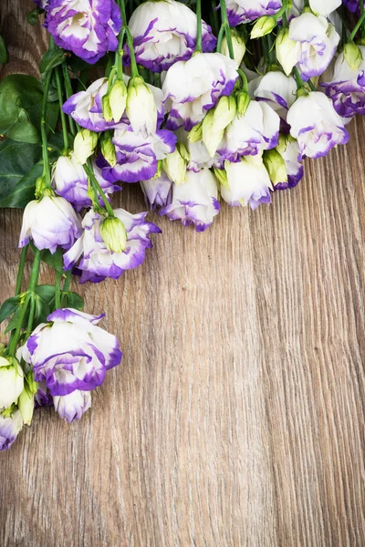 木製の背景のトルコギキョウの花 — ストック写真