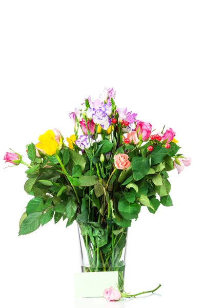 Boeket van mix bloemen in de vaas — Stockfoto