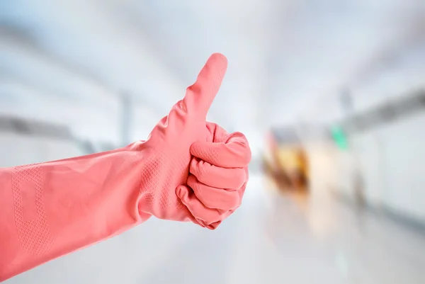 Glove shows ok sign — Stock Photo, Image