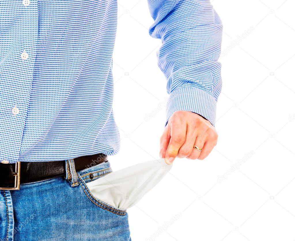 Man pulling out empty pocket