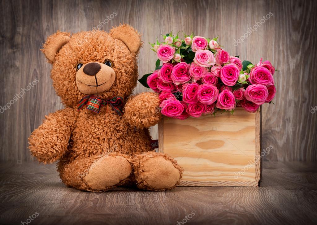 Wallpaper Teddy Bear With Flowers Lock Screen Teddy Bear Wallpaper