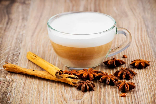 Cup of coffee with cinnamon — Stock Photo, Image