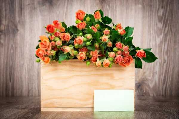 Pink roses in box — Stock Photo, Image