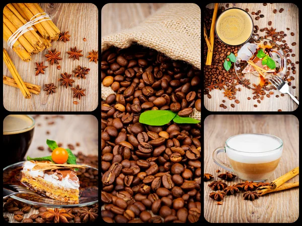 Appetizing collage with coffee — Stock Photo, Image