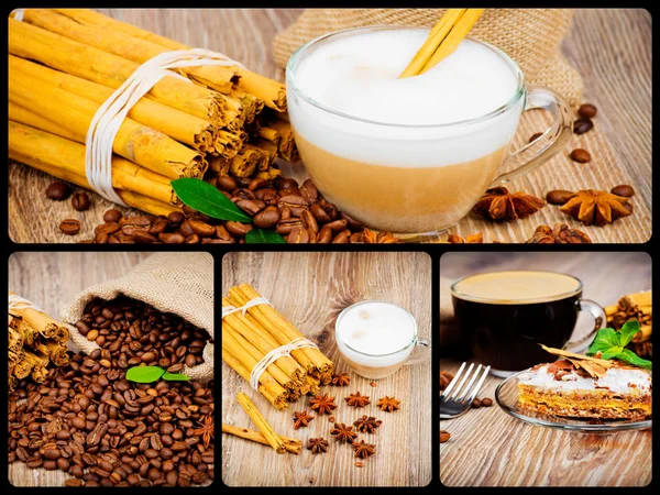 Appetizing collage with coffee — Stock Photo, Image