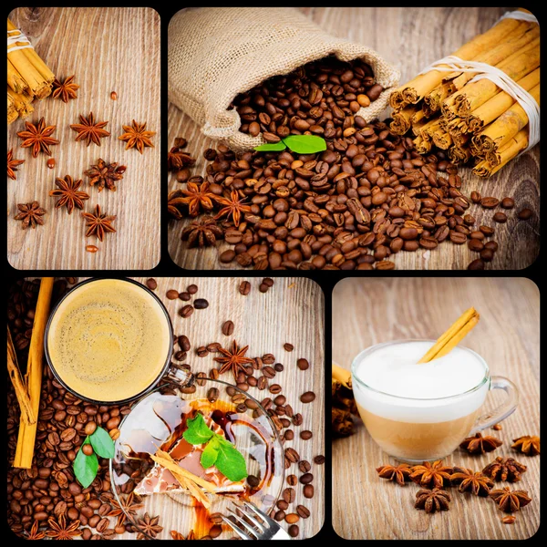 Appetizing collage with coffee — Stock Photo, Image