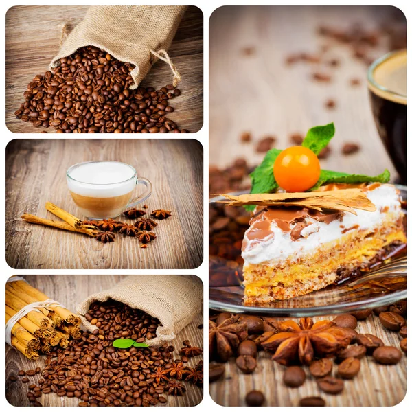 Appetizing collage with coffee — Stock Photo, Image