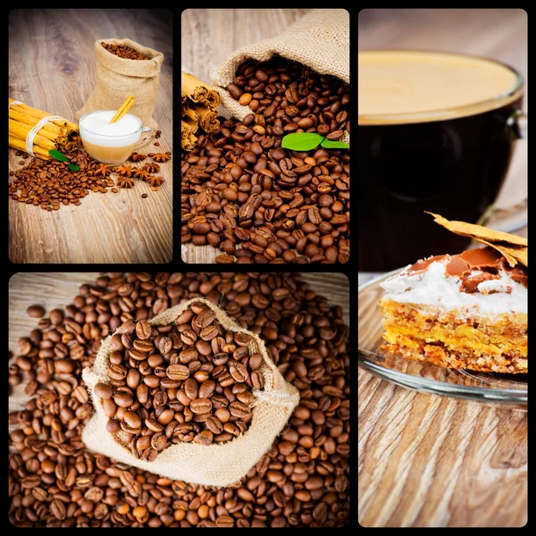 Appetizing collage with coffee — Stock Photo, Image