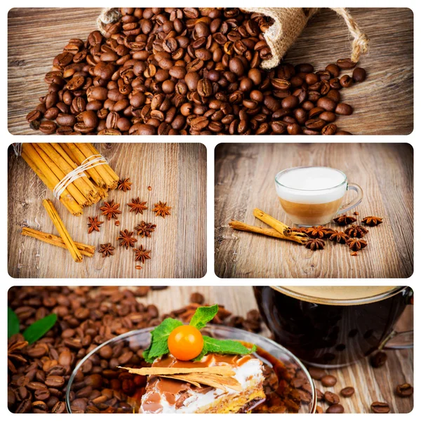 Appetizing collage with coffee — Stock Photo, Image