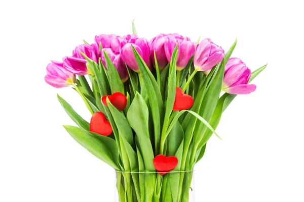 Tulipani rosa in vaso di vetro — Foto Stock
