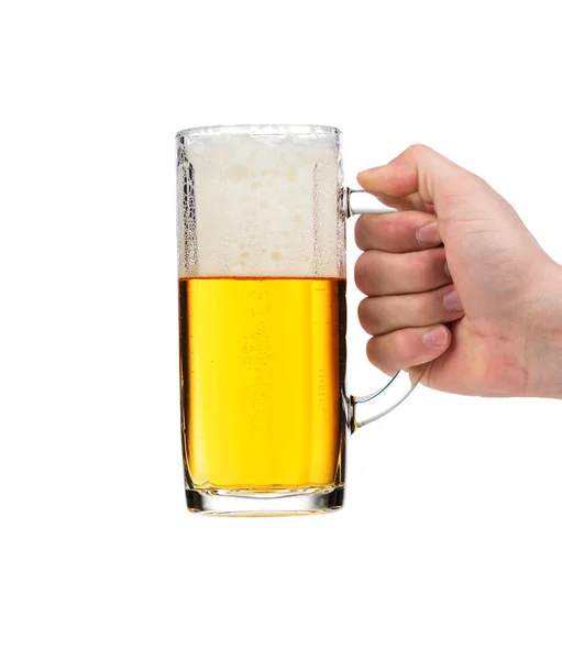 Hand holding glass of beer — Stock Photo, Image