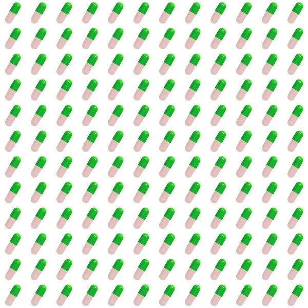 Pattern Green Pills White Background — Stock Photo, Image