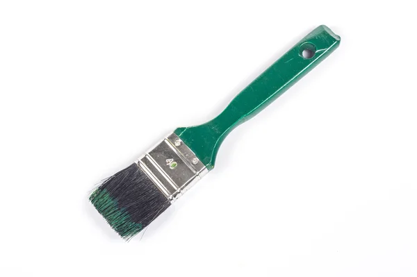 Brosse verte sur fond blanc — Photo