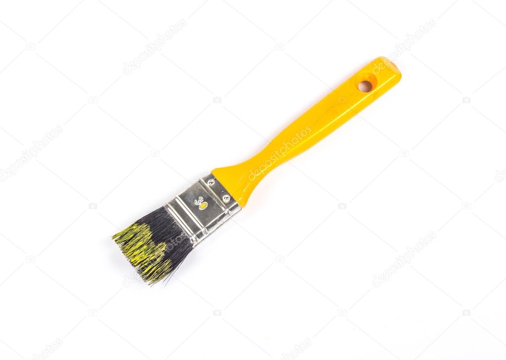 Isolated yellow paintbrush on a white background — Stock Photo © mind