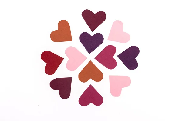 Background of colorful paper hearts — Stock Photo, Image