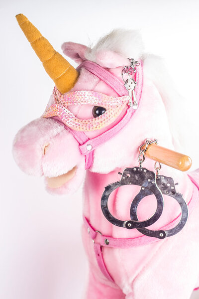 Handcuffs on a toy unicorn