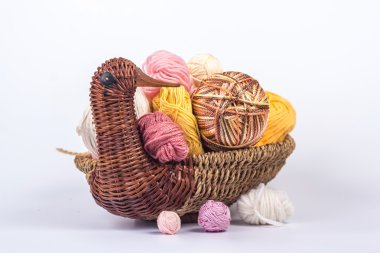 Yün iplik bobinleri içinde izole sepeti